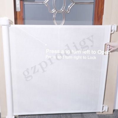 Prodigy Printable Mesh Retractable Baby Gate 71 Inch Bahan paduan Alu