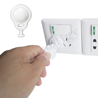 White Baby Safety Plug Protector 2 Pin Soket Meliputi Dengan Kunci