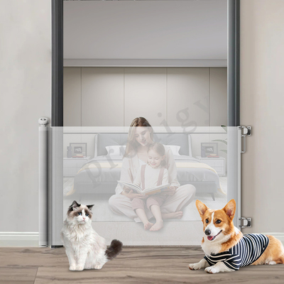 CPC/EN1930 Punch Free Baby Retractable Gate Extra 120 Inch Pets Mesh Doo Rsafety Gate Untuk Pintu