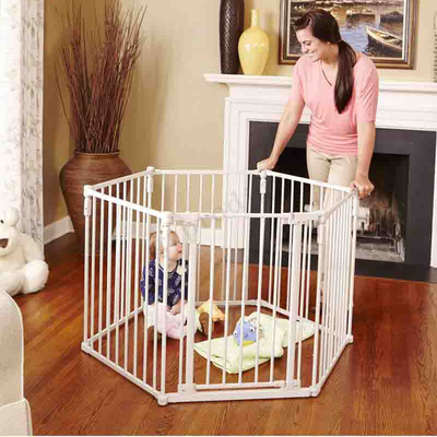 Playpen Bayi Lipat Putih Multiscene Dapat Diperpanjang Dengan Kunci Otomatis