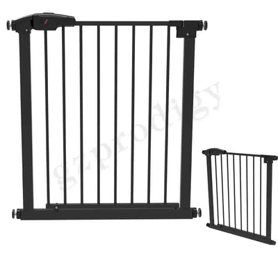 ASTM Childproof Black Metal Stair Gate, Gerbang Bayi Kokoh Untuk Tangga