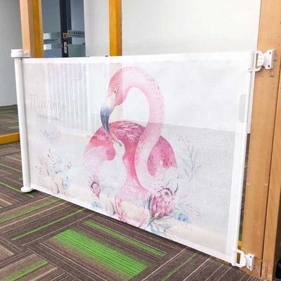 Prodigy Printable Mesh Retractable Baby Gate 71 Inch Bahan paduan Alu