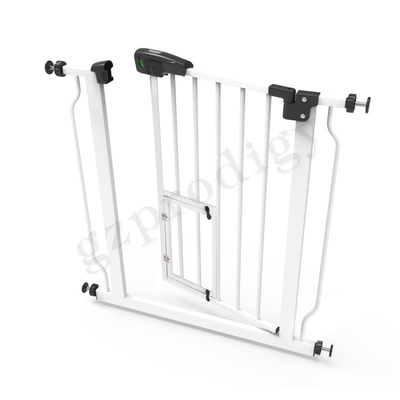 White Wall Mounted Easy Installation Pet Friendly Baby Metal Gate Untuk Perlindungan Tangga