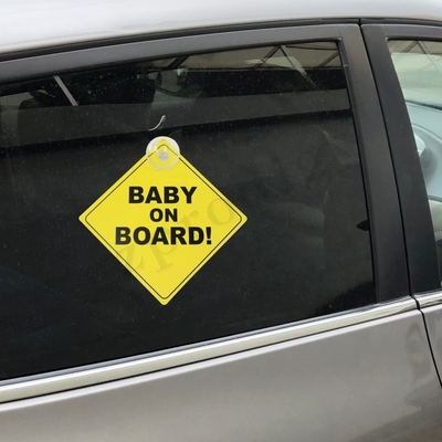 Stiker Baby On Board Tahan Air Serbaguna 135x135mm Praktis