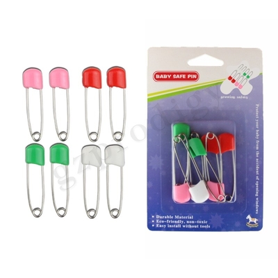 Prodigy 8 Pcs Diaper Pin Eco - Friendly Plastik Head Pin Dengan Baby Saftey Kunci Berwarna-warni