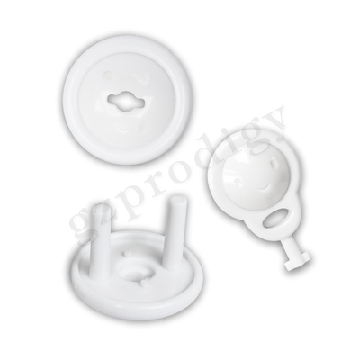 White Baby Safety Plug Protector 2 Pin Soket Meliputi Dengan Kunci