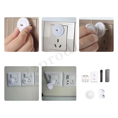 White Baby Safety Plug Protector 2 Pin Soket Meliputi Dengan Kunci