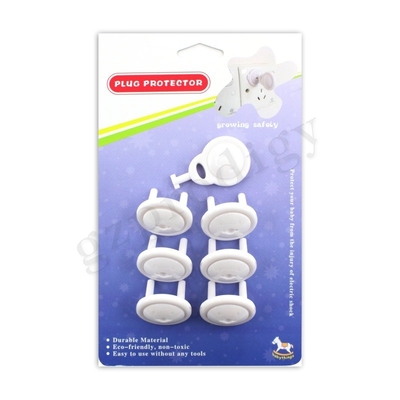 White Baby Safety Plug Protector 2 Pin Soket Meliputi Dengan Kunci