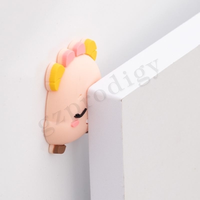 Kartun Plastik Door Wedge Self Adhesive Wall Mounted Door Stop