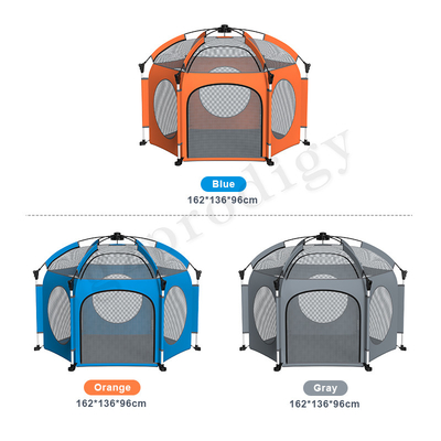 Tenda Bermain Pop Up Lipat Dalam Dan Luar Ruangan Warna Oranye Abu-abu Biru