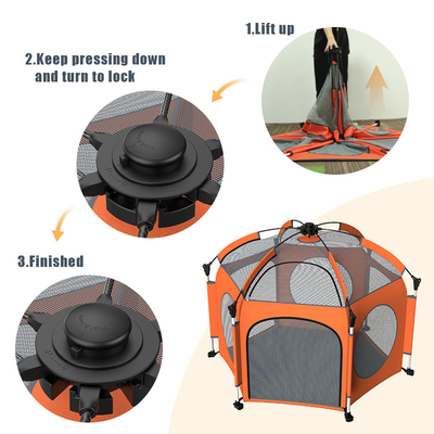 Tenda Bermain Pop Up Dalam Ruangan Lipat Halaman Bermain Bayi 162Cm Perlindungan UV Warna Abu-abu