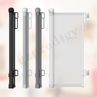 Ekstra Lebar Hitam Retractable Baby Gate Mudah Roll Up Safety Gate Untuk Anak-anak