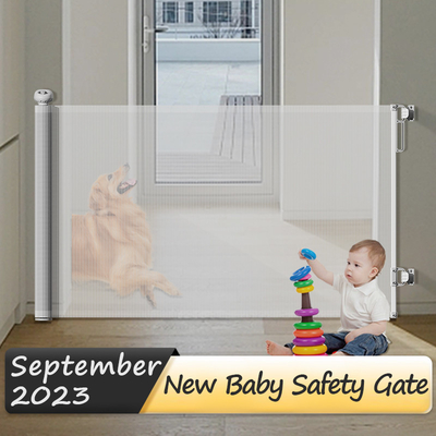 140cm-500cm lebar pintu keselamatan bayi gerbang geometris bayi plastik keamanan double lock gerbang untuk bayi dan hewan peliharaan