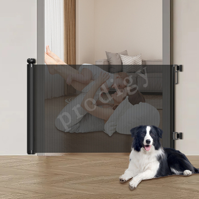 Dalam ruangan Dan Tangga Putih Perlindungan Super Wide Retraktable Plastik Mesh Baby Pet Safety Gate Untuk Perlindungan Tembok Tangga